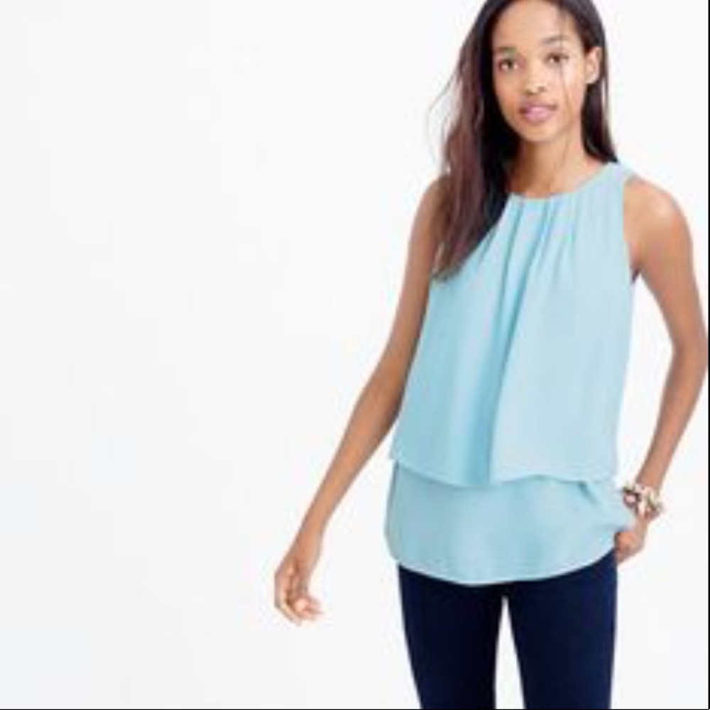 ⭕️Sold⭕️J. Crew Blue Tiered Crepe Top Size 2